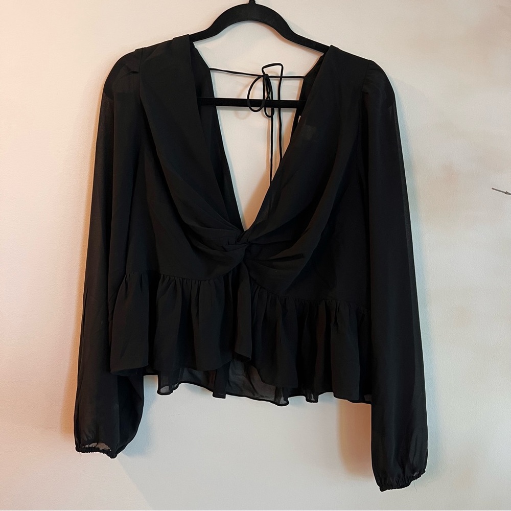 H&M Black Long Sleeve Blouse - Size L